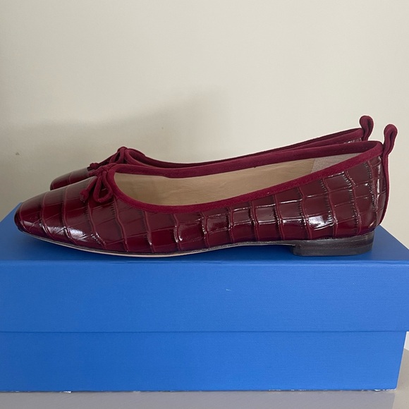 J. McLaughlin Anastasia Crocodile Leather Flats in French Merlot - Picture 3 of 7
